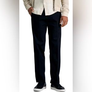 HAGGAR Men's Premium No Iron Khaki Straight Fit Flat Front Casual Pant